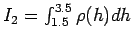 $I_2 = \int_{1.5}^{3.5} \rho(h) d h$