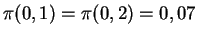 $ \pi(0,1)=\pi(0,2)=0,07$