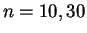 $n=10, 30$