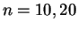 $n=10, 20$