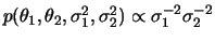 $ p(\theta_1,\theta_2,\s_1,\s_2)\propto\invs_1\invs_2$