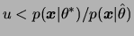 $ u < p(\bfx\vert\theta^*)/p(\bfx\vert\hat{\theta})$