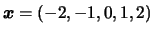 $ \bfx=(-2,-1,0,1,2)$