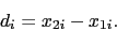 \begin{displaymath}
d_{i} = x_{2i} - x_{1i}.
\end{displaymath}