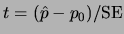 $t=(\hat{p}-p_0)/{\rm SE}$