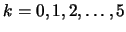 $k=0,1,2,\ldots,5$