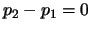 $p_2-p_1=0$