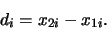 \begin{displaymath}
d_{i} = x_{2i} - x_{1i}.
\end{displaymath}