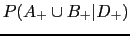 $\displaystyle P(A_{+}\cup B_{+}\vert D_{+})$