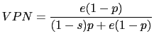 $\displaystyle VPN=\frac{e(1-p)}{(1-s)p+e(1-p)}$