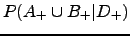 $\displaystyle P(A_{+}\cup B_{+}\vert D_{+})$