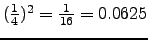 $ (\frac{1}{4})^2 = \frac{1}{16} = 0.0625$