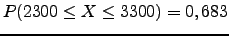 $ P(2300 \leq X \leq 3300)=0,683$