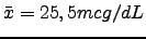 $ \bar{x}=25,5 mcg/dL$