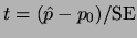 $t=(\hat{p}-p_0)/{\rm SE}$